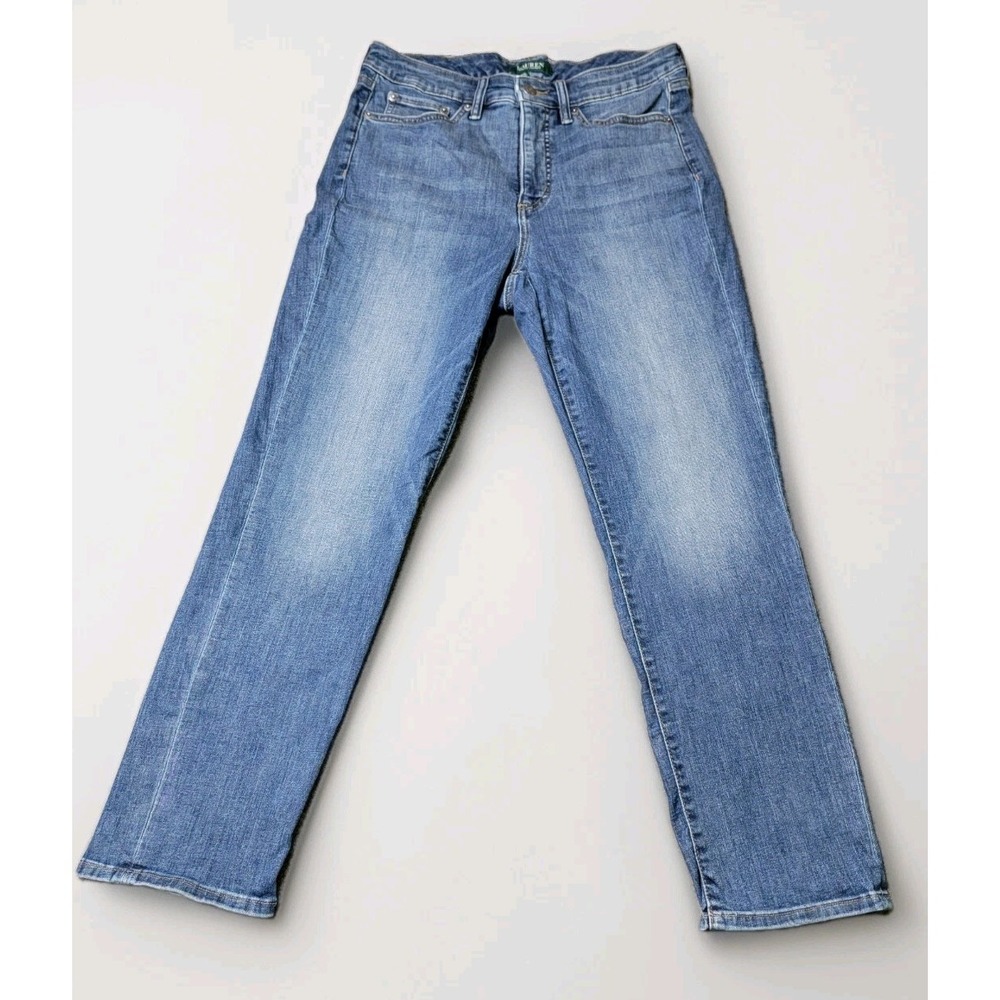Lauren Ralph Lauren Women's 12P Jeans Blue‎ Straight Stretch Denim Mid Rise